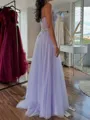 Fashion-forward A-line Sweetheart Appliques Lace Sweep Train Tulle Corset Dress