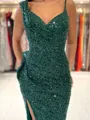 Perfect Sheath V-Neck Ruffles Sweep Train Dress