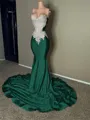 Exquisite Sheath Sweetheart Appliques Lace Court Train Jersey Dress