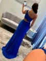 Magnificent Sheath One-Shoulder Appliques Lace Sweep Train Jersey Dress