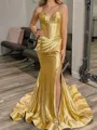 Pretty Sheath Sweetheart Pleated Court Train Silk Like Satin Corset Dress