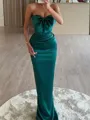 Opulent Sheath Sweetheart Pleated Floor-Length Satin Dress