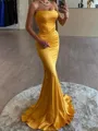 Exquisite Sheath Straight Pleated Sweep Train Silk Like Satin Dress