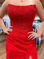 Gorgeous Sheath Straight Appliques Lace Sweep Train Tulle Corset Dress