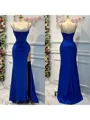 Perfect Sheath Straps Pleated Sweep Train Silk Like Satin Dress