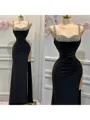 Perfect Sheath Straps Pleated Sweep Train Silk Like Satin Dress