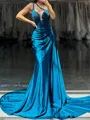 Hot Sheath One-Shoulder Beading Court Train Corset Dress