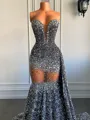 Captivating Sheath Sweetheart Rhinestone Court Train Dress