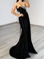 Graceful Sheath Sweetheart Rhinestone Sweep Train Silk Like Satin Corset Dress