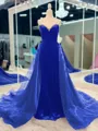 Opulent A-Line Sweetheart Beading Court Train Velvet Prom Dress