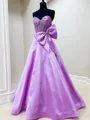 Splendid A-Line Sweetheart Bow Floor-Length Satin Corset Prom Dress