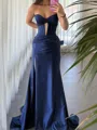 Hermosos Sheath Sweetheart Pleated Sweep Train Jersey Corset Prom Dress