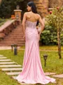 Hot Sheath Sweetheart Appliques Lace Sweep Train Silk Like Satin Corset Prom Dress