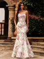 Exquisite Mermaid Straight Sweep Train Corset Prom Dress