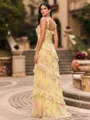Stunning Sheath Straps Ruffles Floor-Length Chiffon Prom Dress
