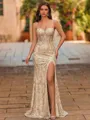 Exquisite Sheath Spaghetti Straps Appliques Lace Sweep Train Lace Corset Prom Dress