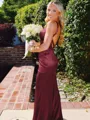 Hot Sheath Straps Sweep Train Silk Like Satin Corset Prom Dress