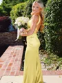 Hot Sheath Straps Sweep Train Silk Like Satin Corset Prom Dress