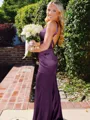 Hot Sheath Straps Sweep Train Silk Like Satin Corset Prom Dress