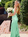 Hot Sheath Straps Sweep Train Silk Like Satin Corset Prom Dress