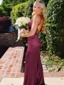 Hot Sheath Straps Sweep Train Silk Like Satin Corset Prom Dress