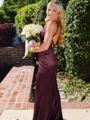 Hot Sheath Straps Sweep Train Silk Like Satin Corset Prom Dress