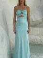 Breathtaking Sheath Sweetheart Pleated Sweep Train Silk Like Satin Prom Dress