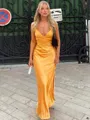 Mesmerizing Sheath Spaghetti Straps Floor-Length Silk Like Satin Prom Dress