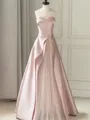 Breathtaking A-Line Straight Sweep Train Satin Corset Prom Dress