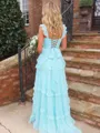 Luxurious A-Line Straps Ruffles Sweep Train Chiffon Prom Dress