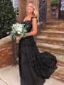 Luxurious A-Line Straps Ruffles Sweep Train Chiffon Prom Dress