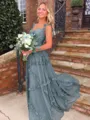 Luxurious A-Line Straps Ruffles Sweep Train Chiffon Prom Dress