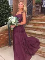 Luxurious A-Line Straps Ruffles Sweep Train Chiffon Prom Dress