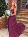 Luxurious A-Line Straps Ruffles Sweep Train Chiffon Prom Dress