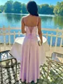 Show-stopping Sheath Spaghetti Straps Floor-Length Satin Corset Prom Dress