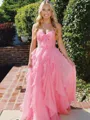 Splendiferous A-Line Sweetheart Bow Sweep Train Chiffon Prom Dress
