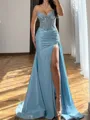 Glam Sheath Sweetheart Appliques Lace Sweep Train Corset Prom Dress