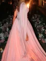 Grand A-line Straight Pleated Floor-Length 30D Chiffon Corset Prom Dress