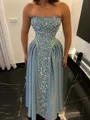 Show-stopping A-line Straight Sequin Floor-Length Corset Prom Dress