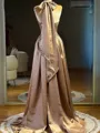 Unforgettable A-line Halter Sequin Sweep Train Silk Like Satin Prom Dress