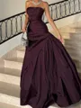 Magnificent A-line Straight Pleated Floor-Length Taffeta Corset Prom Dress