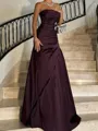 Magnificent A-line Straight Pleated Floor-Length Taffeta Corset Prom Dress