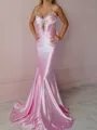Classy Sheath Spaghetti Straps Beading Court Train Corset Prom Dress
