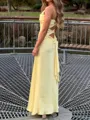 Perfect Sheath V-Neck Pleated Floor-Length Silk Like Satin Prom Dress