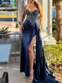 Opulent Sheath Sweetheart Appliques Lace Court Train Silk Like Satin Corset Prom Dress