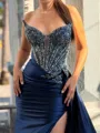 Opulent Sheath Sweetheart Appliques Lace Court Train Silk Like Satin Corset Prom Dress