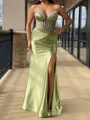 Graceful Sheath Sweetheart Beading Floor-Length Silk Like Satin Corset Prom Dress