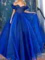 Mesmerizing A-line Off-the-Shoulder Short Sleeves Beading Floor-Length Corset Prom Dress