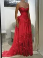 Aristocratic A-line Sweetheart Appliques Lace Sweep Train Chiffon Corset Prom Dress