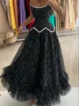 Glamorous A-line Straight Ruffles Ankle-Length Corset Prom Dress